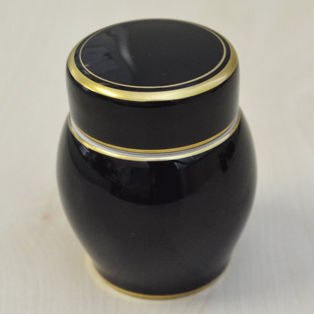 【黒金線】手元供養用　ミニ骨壺（覆い袋・布袋付き）2